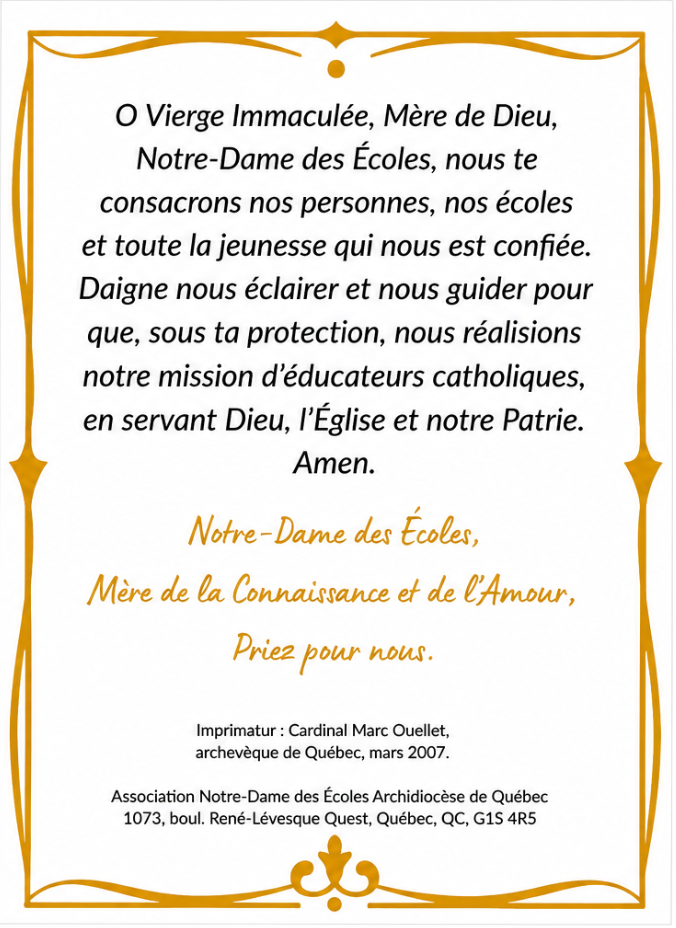Cartes de Prière à ND des Écoles